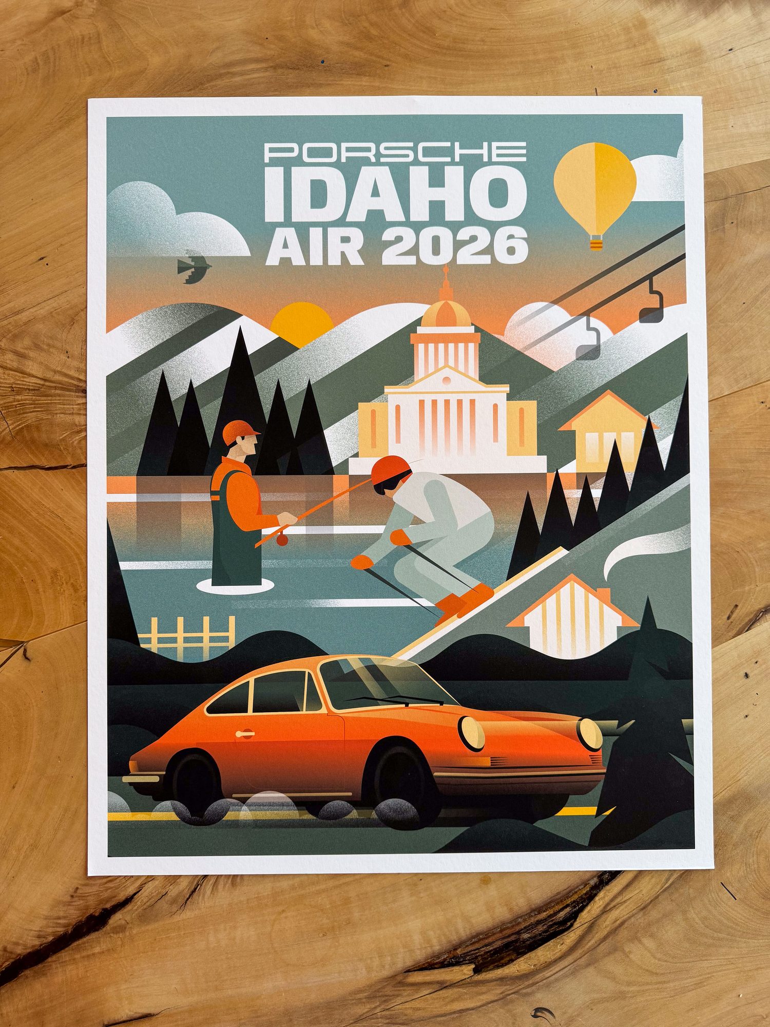 Idaho Air 2026 poster, flat on kraft paper