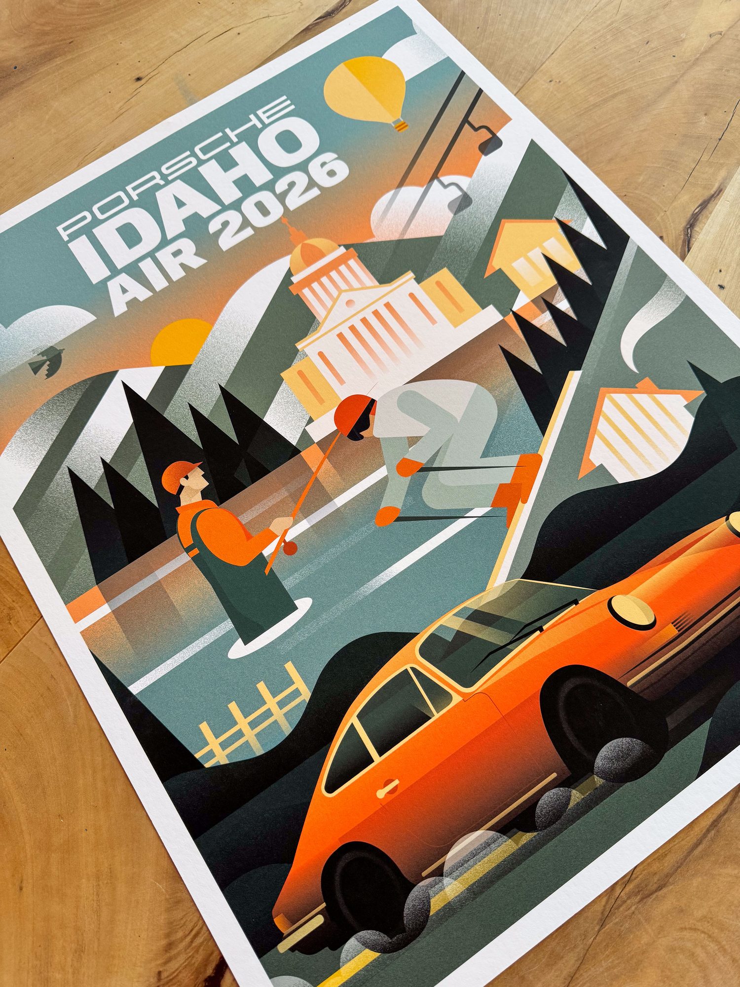 Idaho Air 2026 poster on the workbench