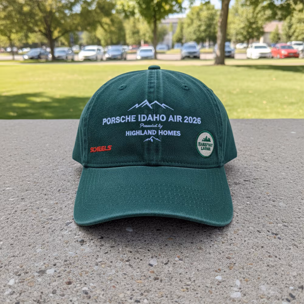 2026 promotional concept of a green cap with sponsor marks