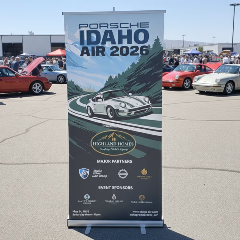 2026 promotional concept of a freestanding sponsor sign