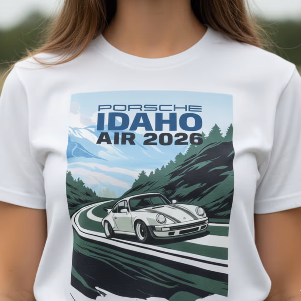 2026 white event T-shirt concept worn by a model
